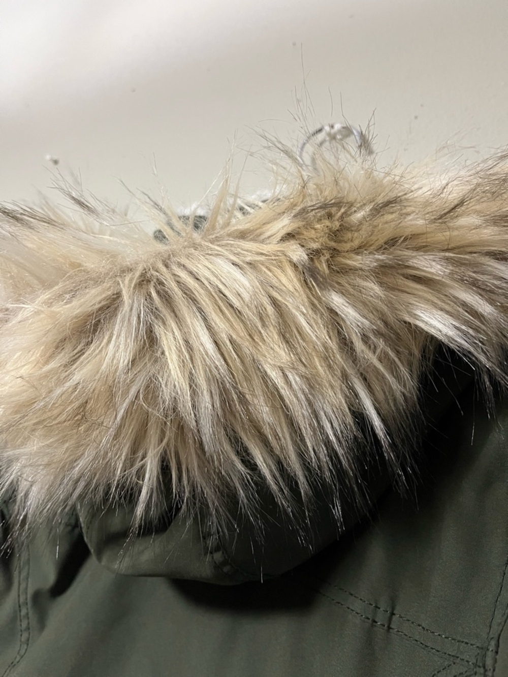 Hollister Heritage Women's Small Olive Green Parka Faux Fur Lined Winter Jacket - Picture 6 of 6